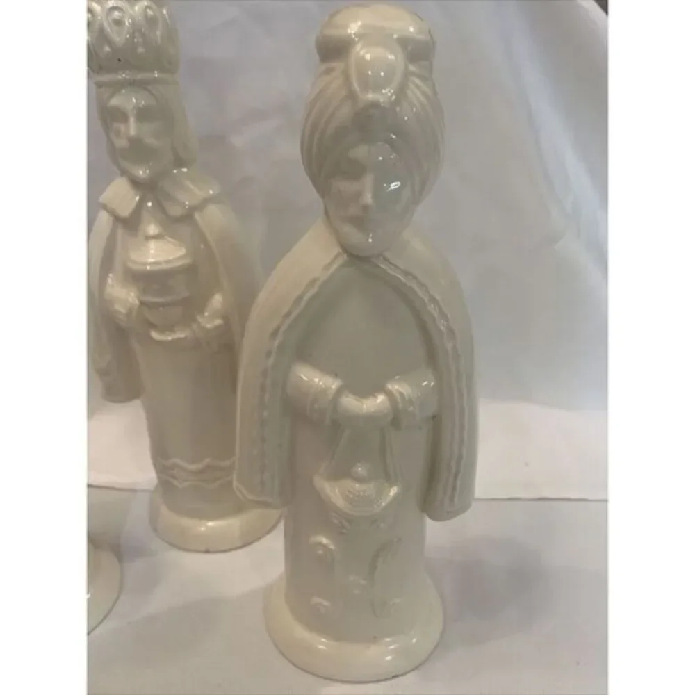 Three Wise Men Set of‎ 3 Ceramic Ivory Glazed Figures Christmas Decor MCM 11-10
